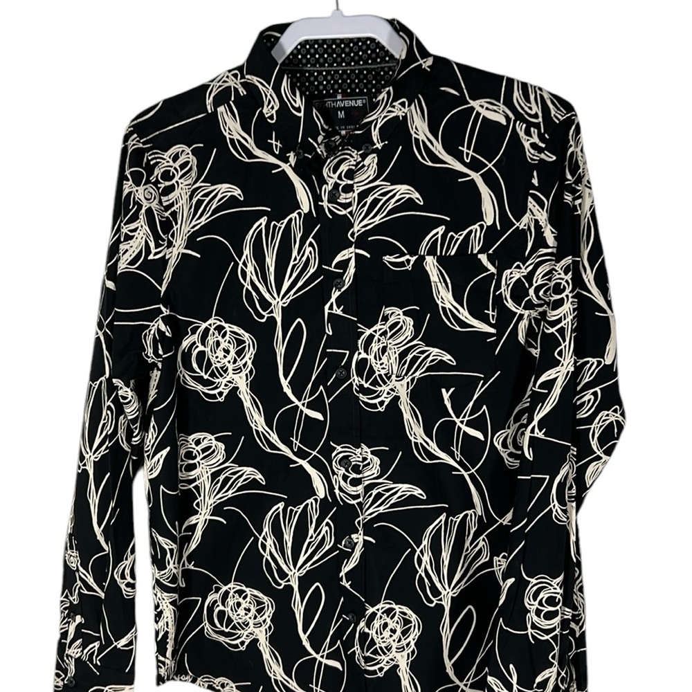 Eighth Avenue Scribbled Floral Print Button Down Shirt Men’s Size M